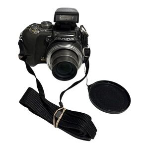 Olympus Black Digital Camera with Lens and Strap